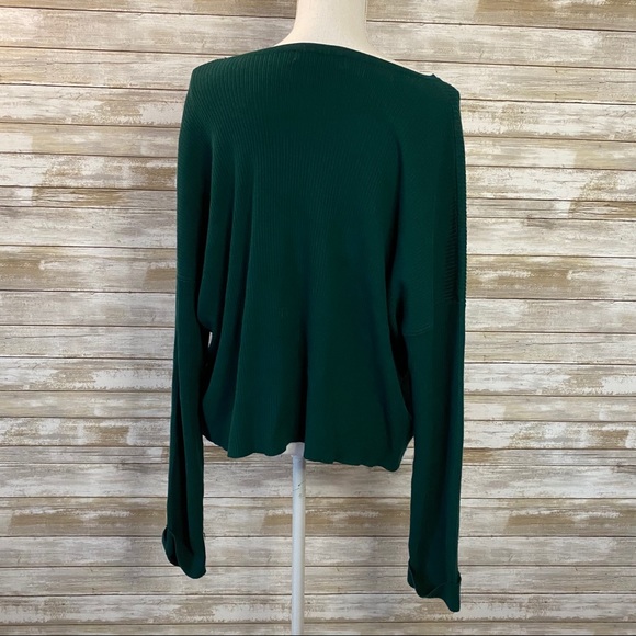 Plus Forest Green Ribbed Dolman Sleeve Sweater - Picture 9 of 12
